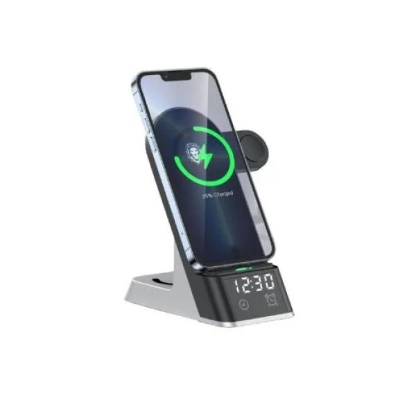 Green Lion 6-in-1 Wireless Charger With Digital Led Display And Alarm Clock