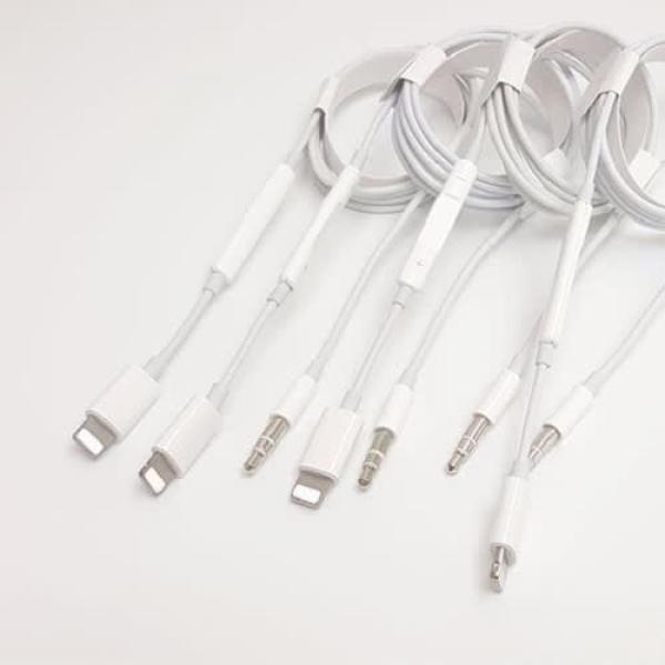 Lightning To 3.5mm Aux Audio Wire Control Cable White