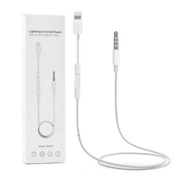 Lightning To 3.5mm Aux Audio Wire Control Cable White