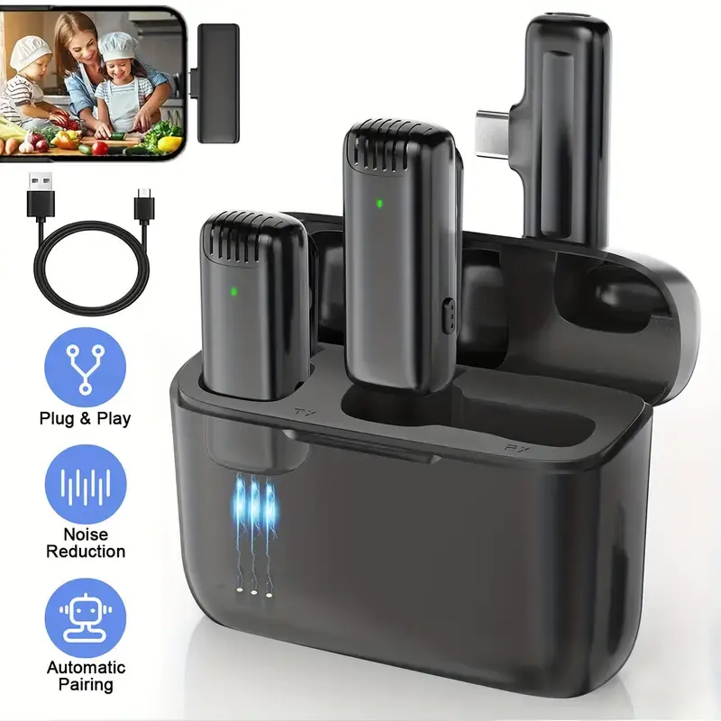 2-in-1 Professional Wireless Microphone with Charging Case