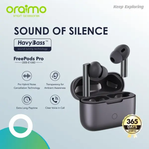 oraimo FreePods Pro ANC True Wireless Earbuds - Black