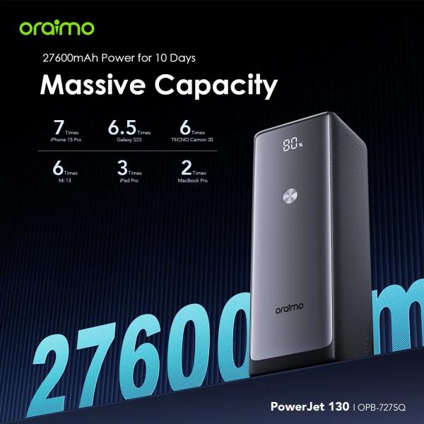 Oraimo PowerJet 130 27600mAh 130W Power Bank