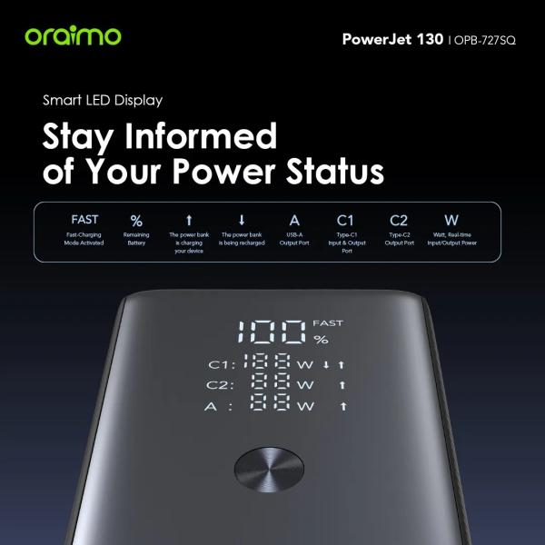 Oraimo PowerJet 130 27600mAh 130W Power Bank
