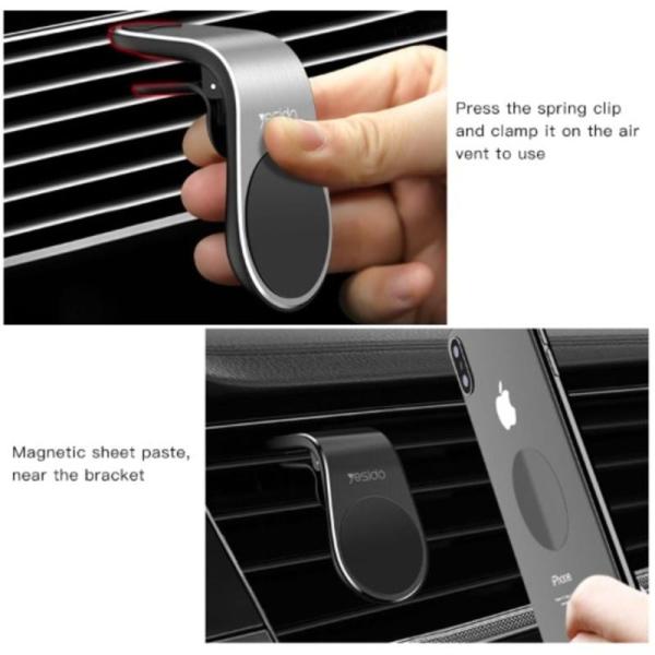 Yesido L Shape Car Air Vent Clip Magnetic Holder